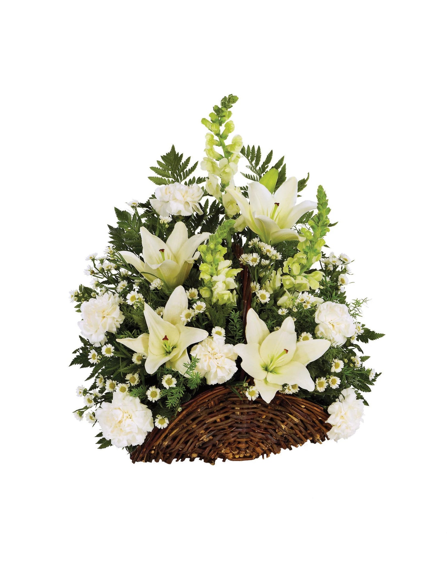 Cesta clásica de condolencias junto a la chimenea - Toda blanca