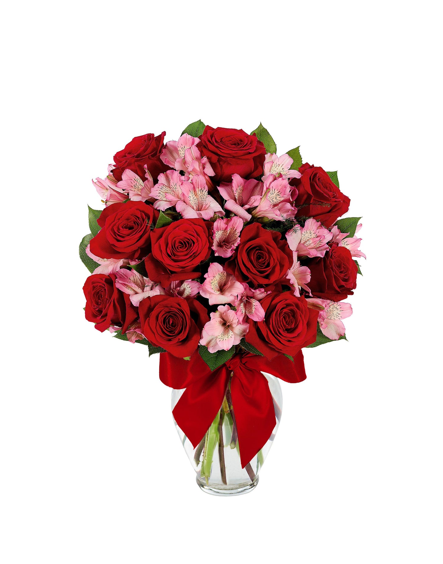 Ramo romántico de rosas y alstroemerias