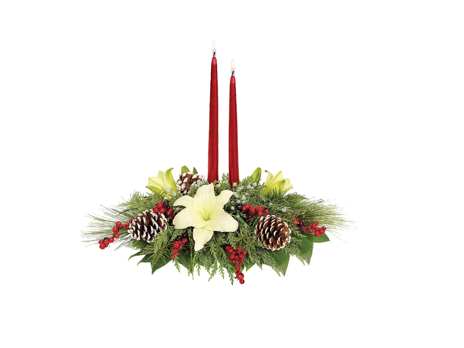 Centro de mesa navideño maravilloso con frutos rojos