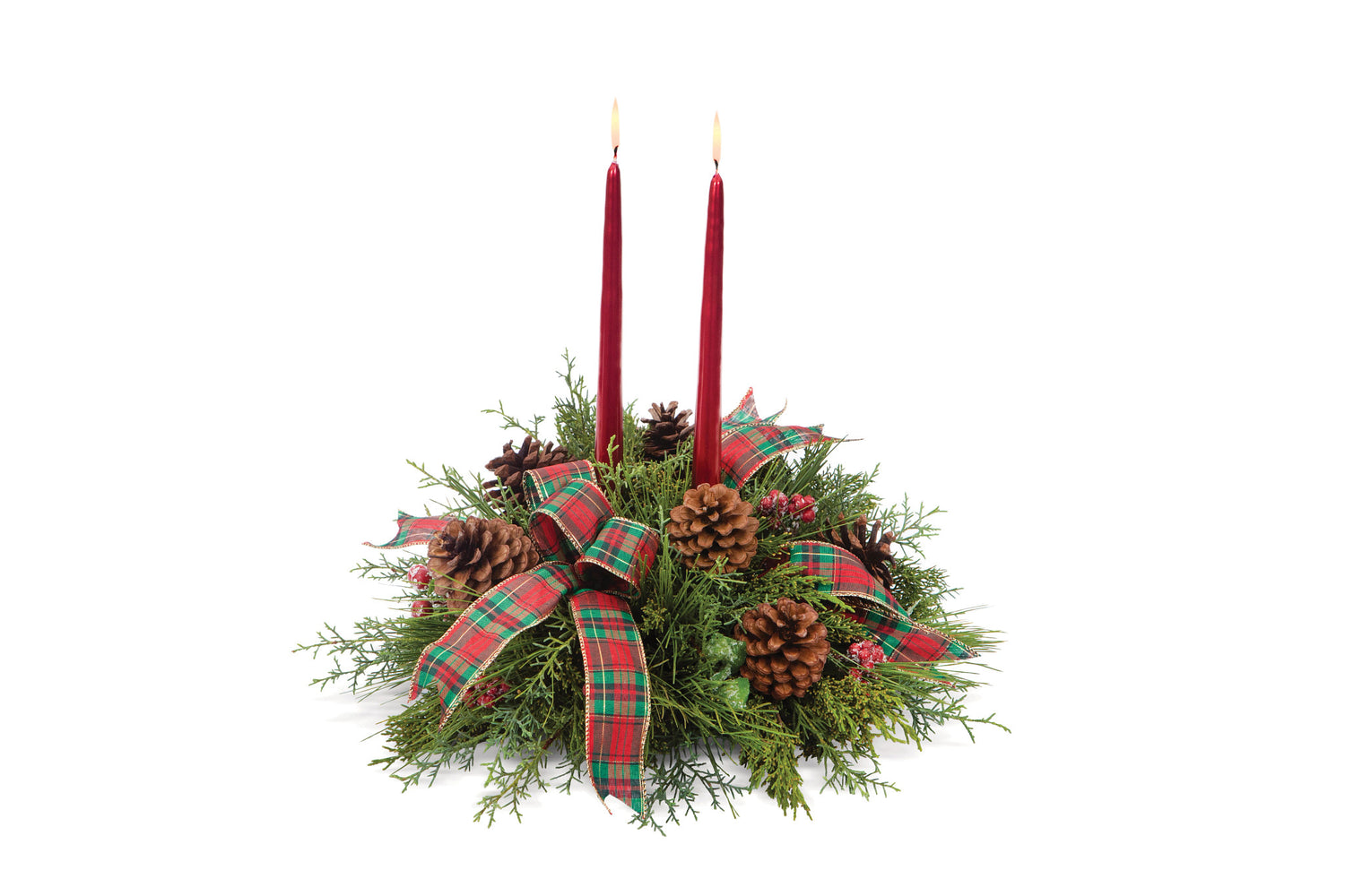 Centro de mesa de hoja perenne brillante