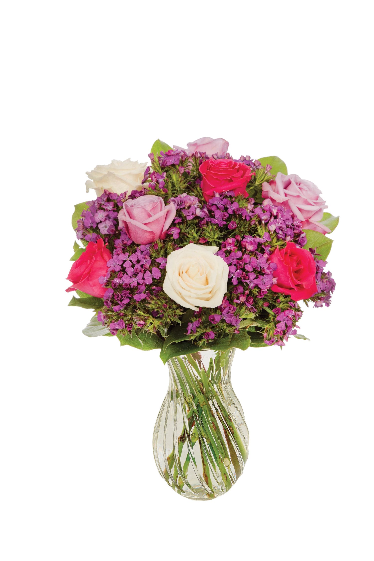 Ramo de rosas multicolor en tonos joya