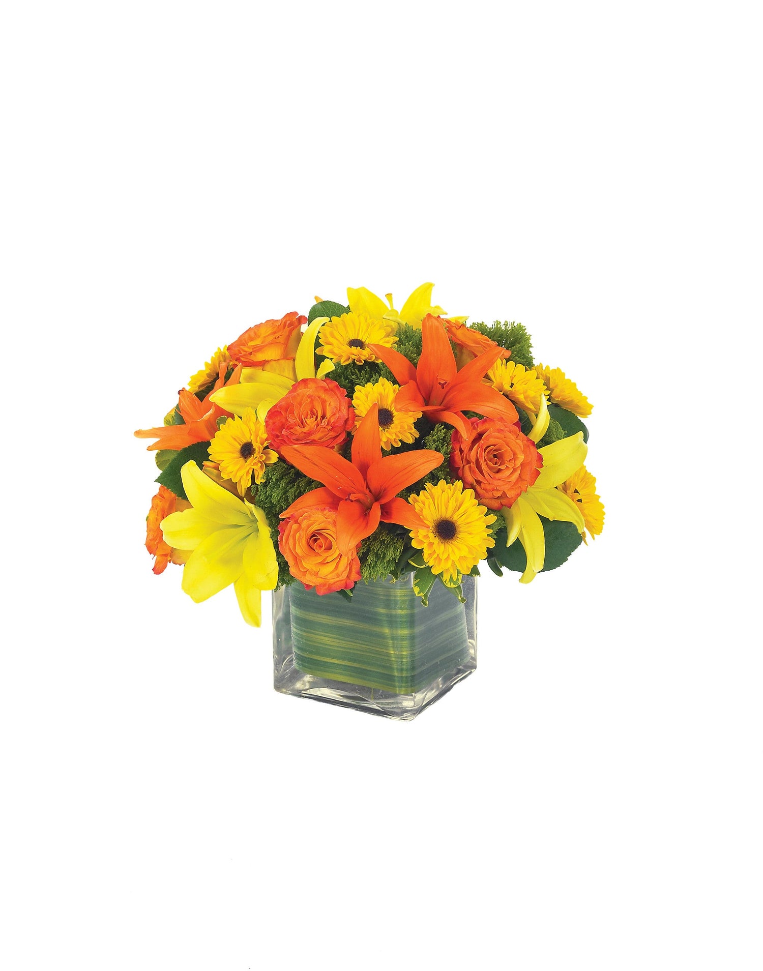 Precioso ramo de lirios y rosas para el otoño