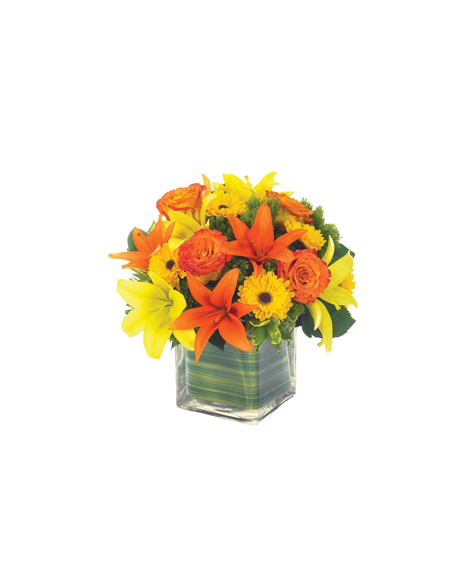 Precioso ramo de lirios y rosas para el otoño