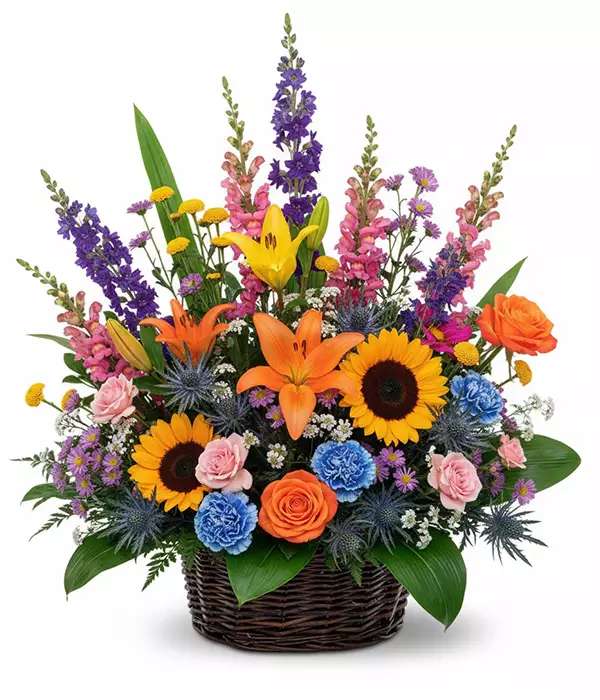 Cesta de flores de verano