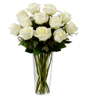 One Dozen Long Stemmed White Roses